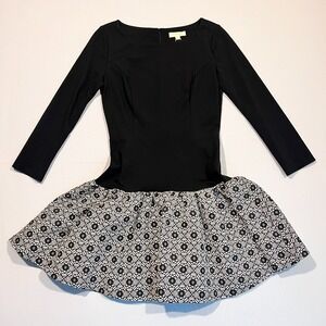 Erin‎ Fetherston Marla Mini Dress Drop-Waist Black Ivory Bubble Hem Size 6 NWT